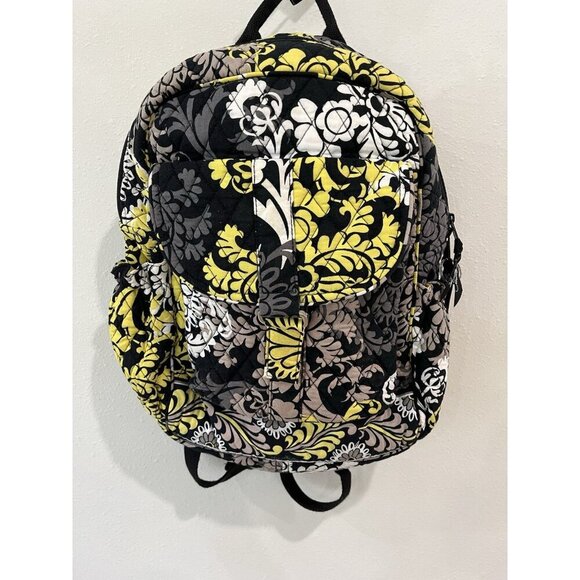 Vera Bradley Handbags - Vera Bradley Women’s Backpack Bookbag Bag Black White Yellow Quilted Paisley